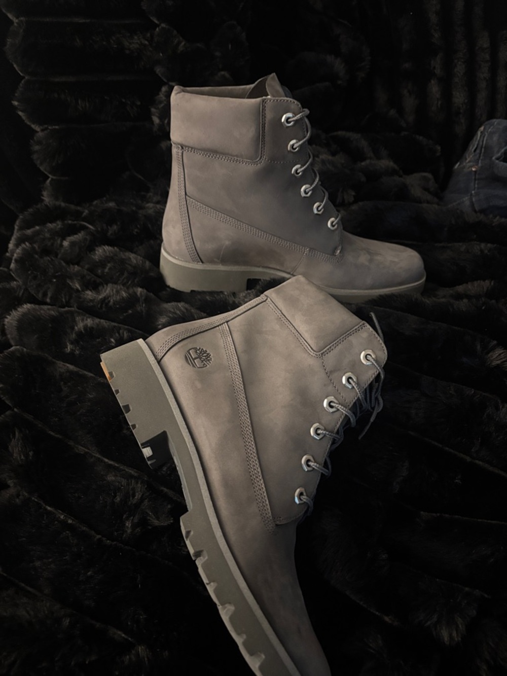 Timberland Women's Gray Lace-Up Nubuck Ankle Boots